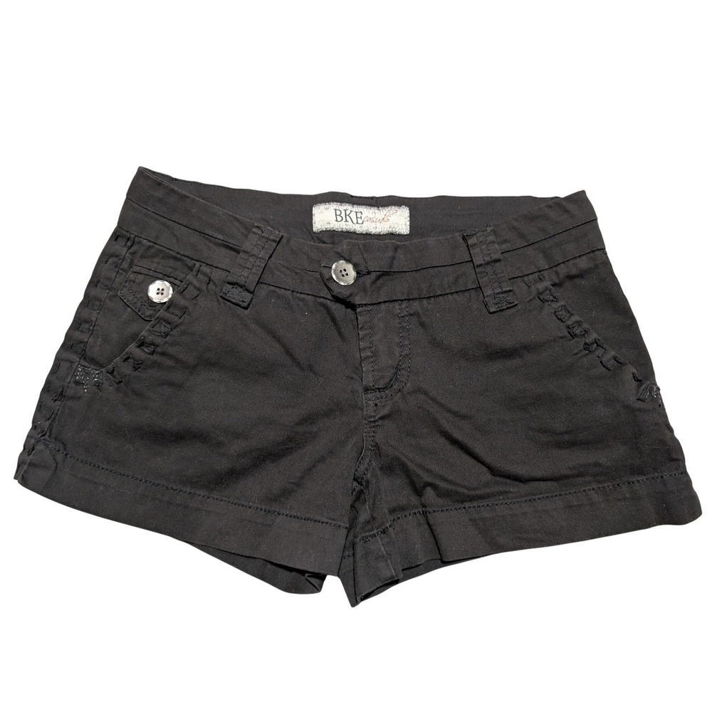 BKE Shorts Women 26 Black Mollie Casual Low Rise Stone Whipstitch Y2K McBling